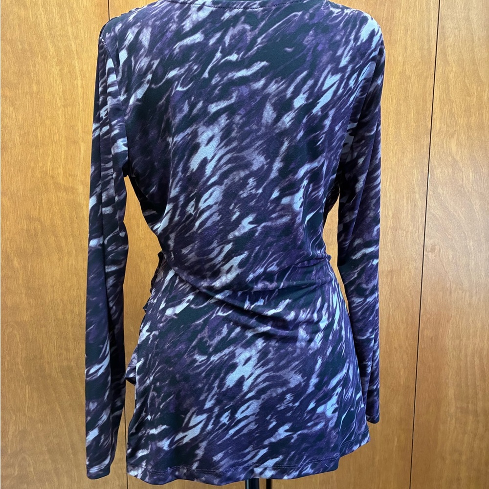 Sofia by Sofia Vergara Abstract Purple Wrap Blouse - Picture 3 of 4